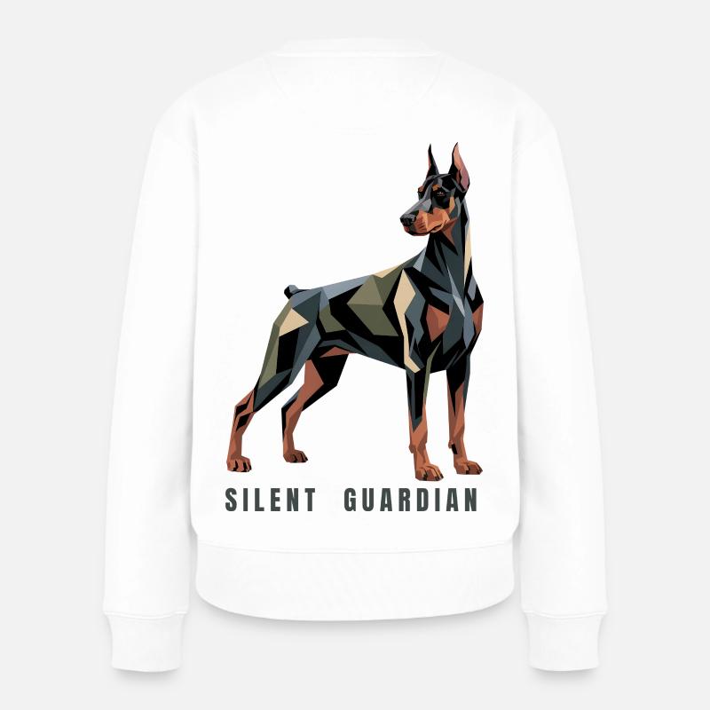 Geometrischer Dobermann – Stiller Wächter – Minimalist - Frauen Premium Bio Pullover - Weiß