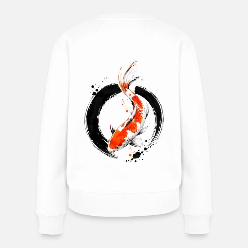 Zen Koi Ink Circle - Frauen Premium Bio Pullover - Weiß