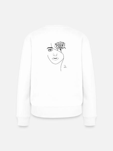 Blühendes Gesicht - Frauen Premium Bio Pullover - Weiß