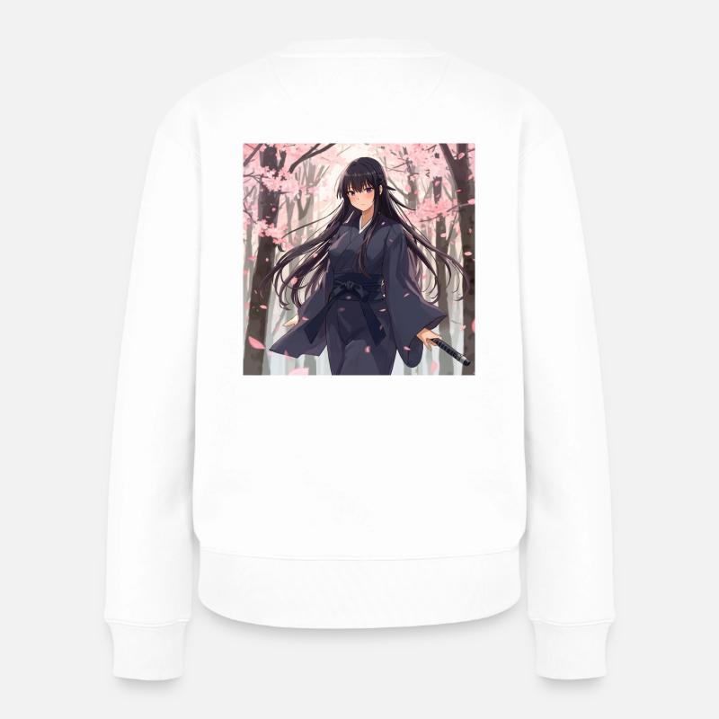 Sakura Samurai dans la forêt - Pull Premium bio Femme - blanc