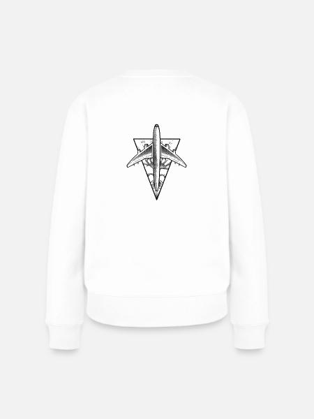 Flugzeug Dotwork Tattoo Projekt - Frauen Premium Bio Pullover - Weiß