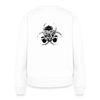 Masque a gaz / logo radioactif fond - Pull Premium bio Femme - blanc - Dos - Julia (174cm)