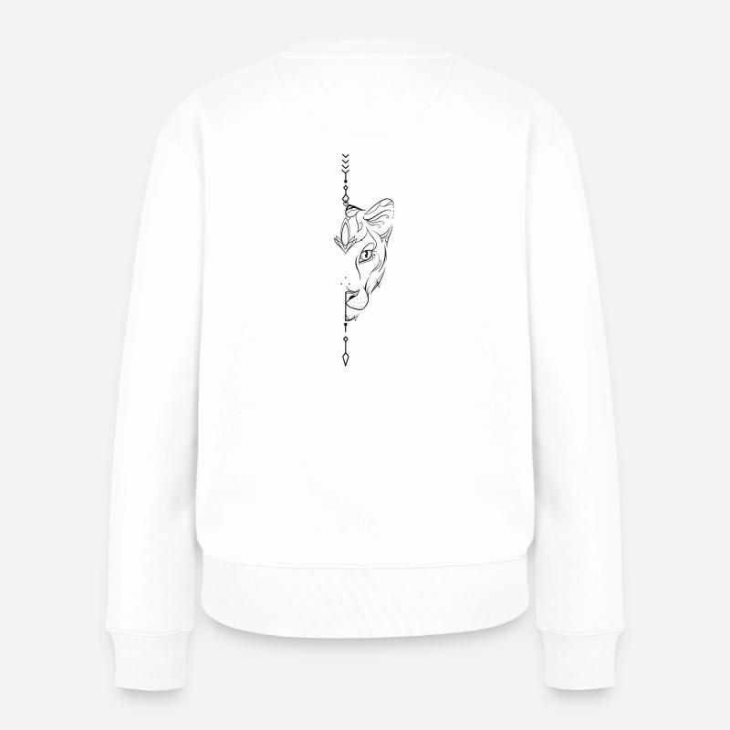 Löwenlinienkunst - Frauen Premium Bio Pullover - Weiß