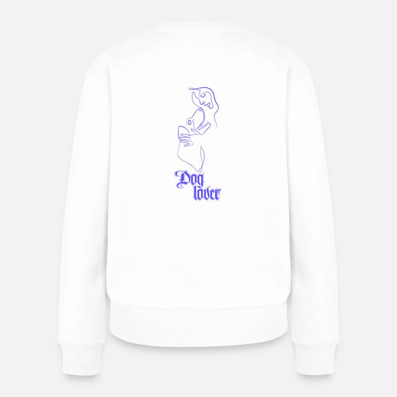 Hundeliebhaber, Zeichnung in einer einzigen Linie blau - Frauen Premium Bio Pullover - Weiß