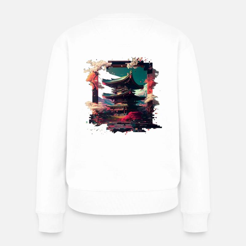 Bâtiment japonais de tranquillité - Pull Premium bio Femme - blanc