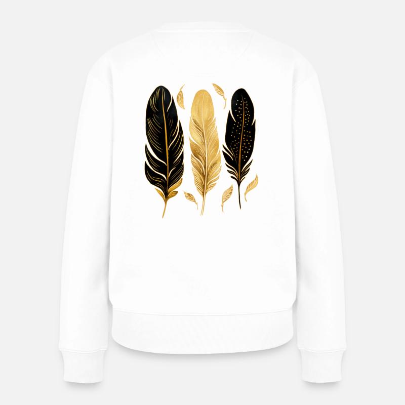 Goldene Federn - Frauen Premium Bio Pullover - Weiß
