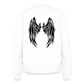 2reborn Wings Angel Flügel Engelflügel 13 - Frauen Premium Bio Pullover - Weiß - Hinten - Julia (174cm)