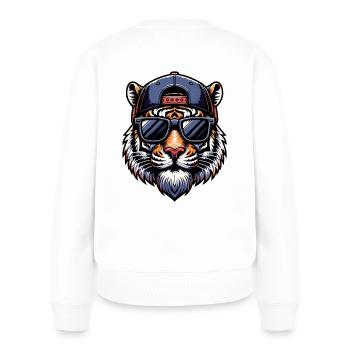 Cool Tiger – style urbain avec du mordant - Pull Premium bio Femme - blanc - Dos - Julia (174cm)