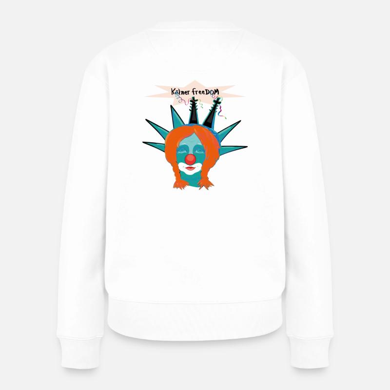 Kölner freeDOM #Wortspiellustration von 2001 - Frauen Premium Bio Pullover - Weiß