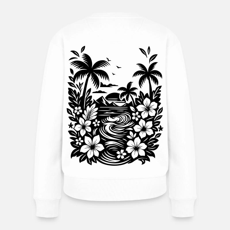 Vacances Plage et palmiers - Pull Premium bio Femme - blanc
