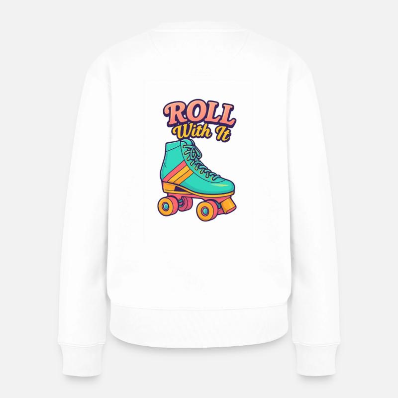 Retro Roller Skate Motiv Design - Frauen Premium Bio Pullover - Weiß