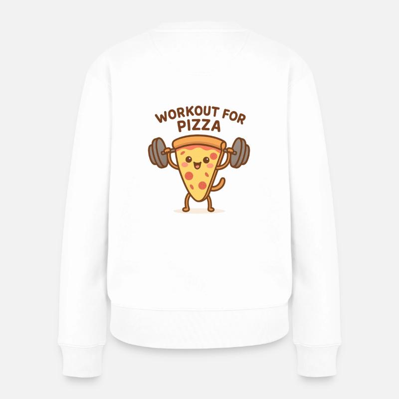 Pizza Workout Motivationschuhu - Frauen Premium Bio Pullover - Weiß