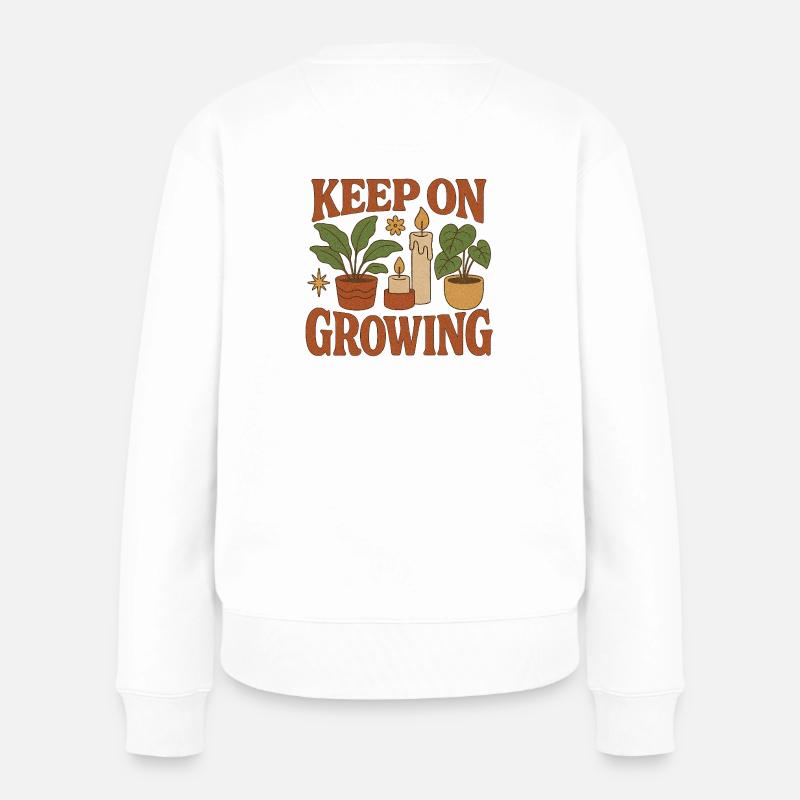 Keep_on_Growing - Frauen Premium Bio Pullover - Weiß