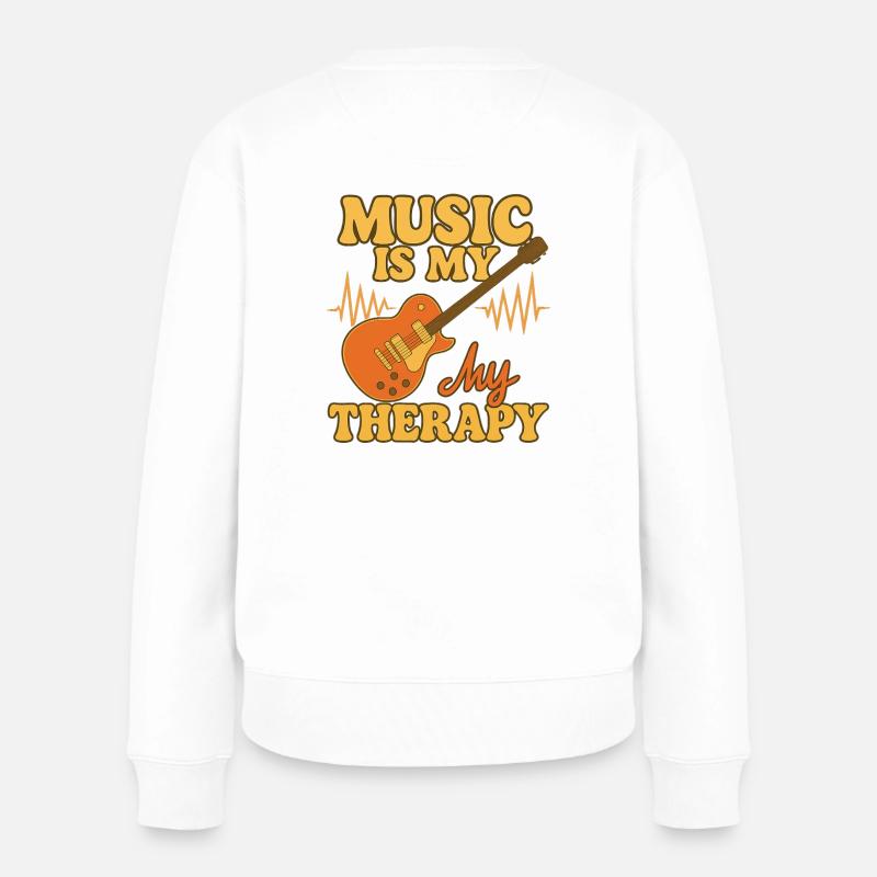 Musikliebe Therapie Design - Frauen Premium Bio Pullover - Weiß