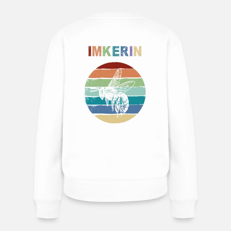 Imkerin mit Biene im Anflug - Frauen Premium Bio Pullover - Weiß