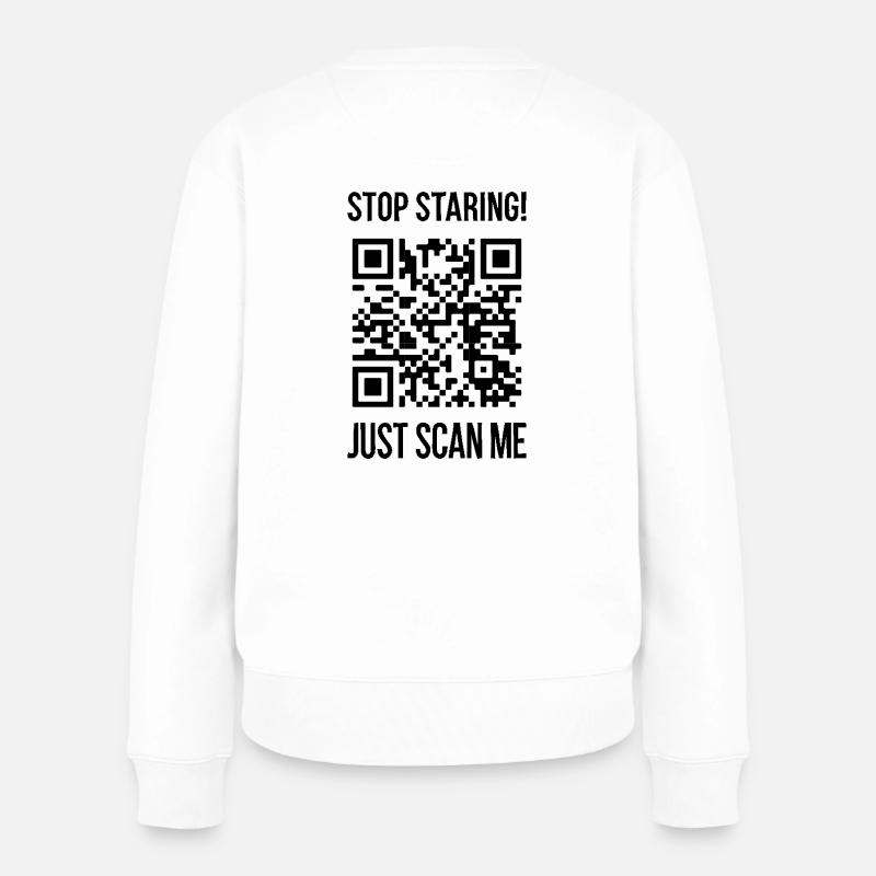 Scanne mich QR Code Wähle jeden Tag Freundlichkeit - Frauen Premium Bio Pullover - Weiß