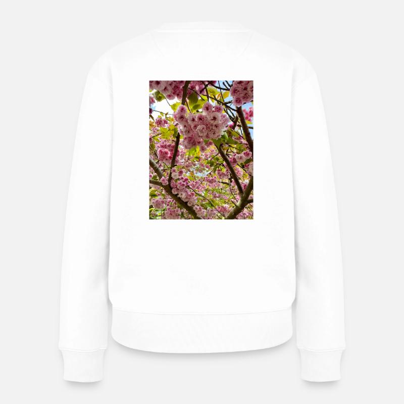 Kirschblütenzauber im Frühling - Frauen Premium Bio Pullover - Weiß
