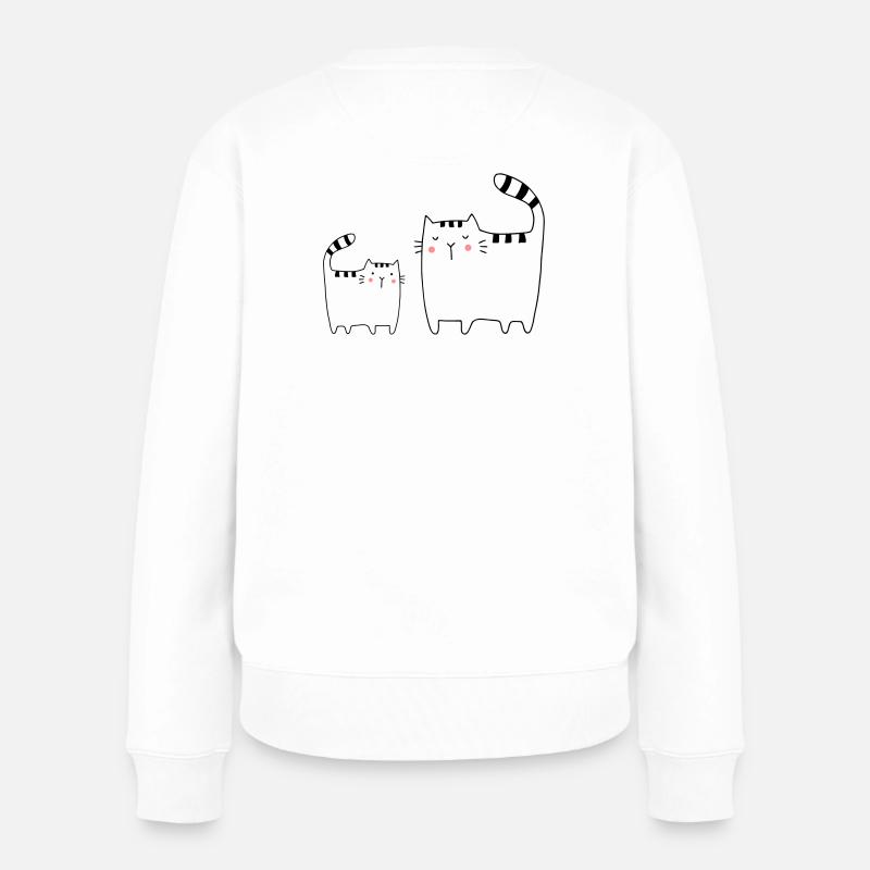 Katzen Familie Katze Kätzchen - Frauen Premium Bio Pullover - Weiß