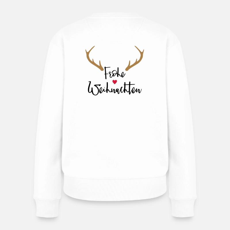 Frohe Weihnachten Geweih Herz nase Rentier Elch - Frauen Premium Bio Pullover - Weiß