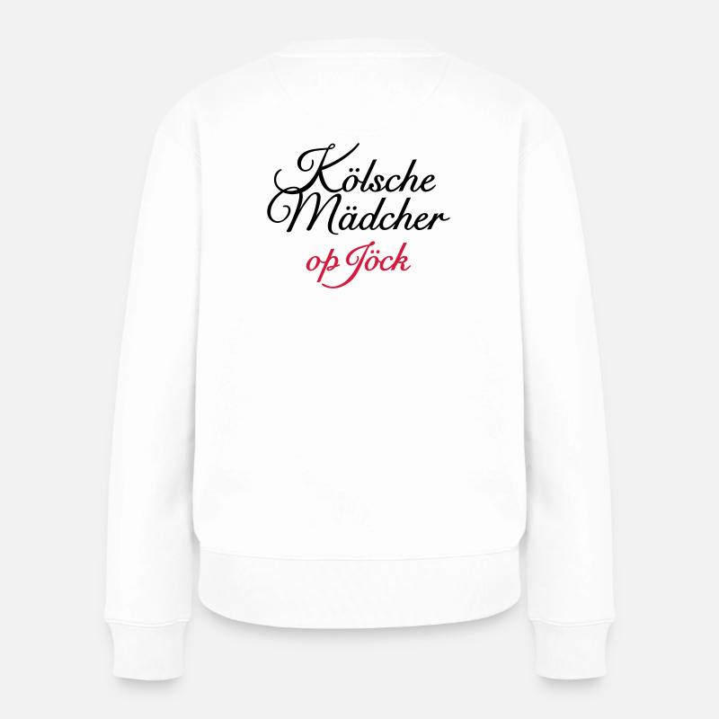 Kölsche Mädcher op Jöck Mädchen aus Köln unterwegs - Frauen Premium Bio Pullover - Weiß