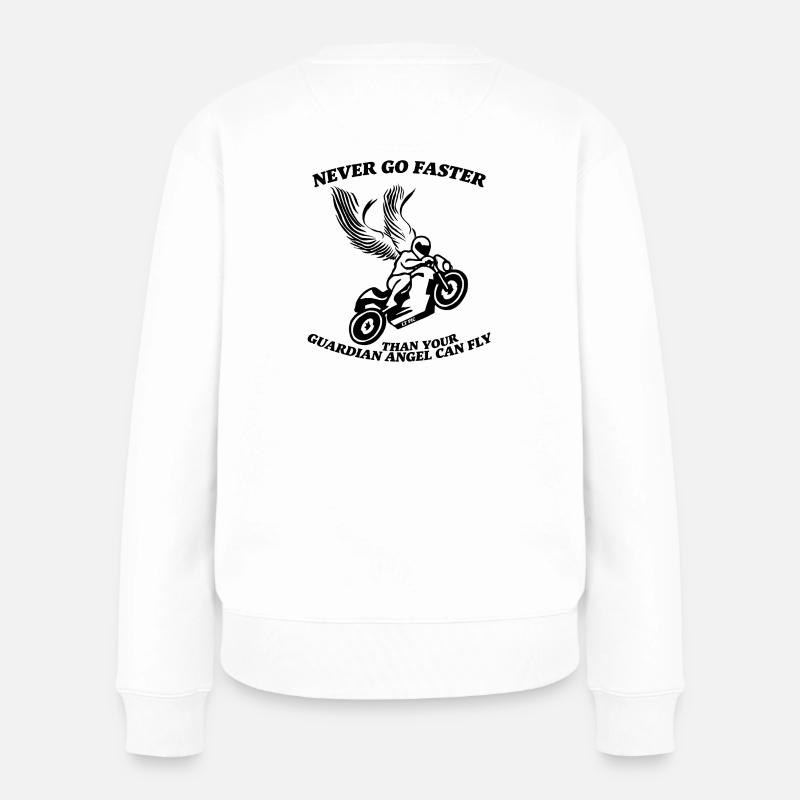 Fahre nie schneller als dein Schutzengel - Frauen Premium Bio Pullover - Weiß