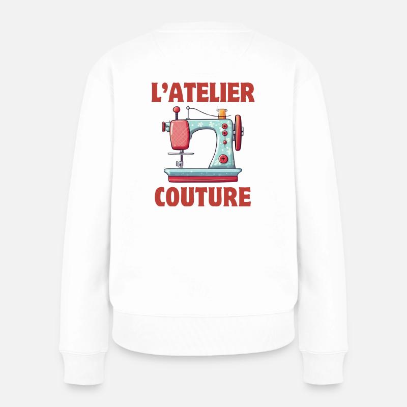 couture, atelier couture, broderie - Pull Premium bio Femme - blanc