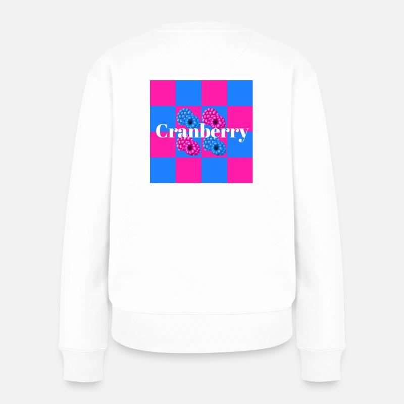Lebendige Beerenmuster auf Farbblock-Hintergrund - Frauen Premium Bio Pullover - Weiß