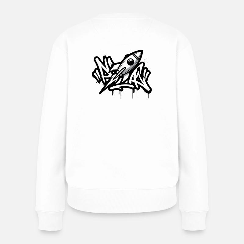 Fusée graffiti en noir et blanc - Pull Premium bio Femme - blanc