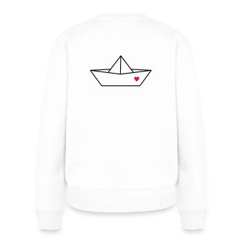 Boot Papier Schiff Herz I Hafen Liebe Geschenk - Frauen Premium Bio Pullover - Weiß - Hinten - Julia (174cm)
