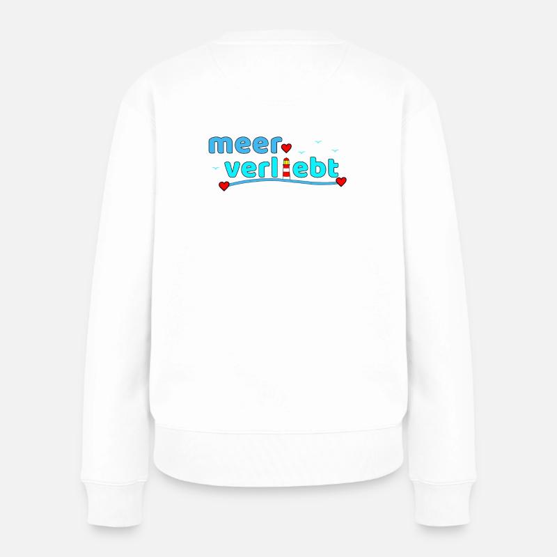 Meerverliebt Leuchtturm Herzdesign - Frauen Premium Bio Pullover - Weiß
