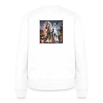 Magie Zwischen Mensch und Pferd - Frauen Premium Bio Pullover - Weiß - Hinten - Julia (174cm)