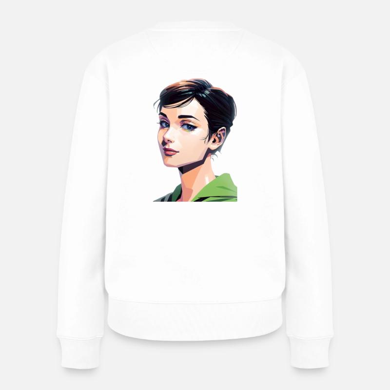 Pop Art Audrey Hepburn - Frauen Premium Bio Pullover - Weiß