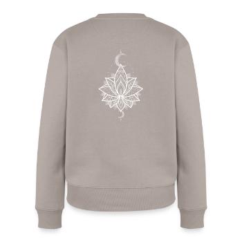 MANDALALOTUS blanc - Pull Premium bio Femme - taupe - Dos - Julia (174cm)