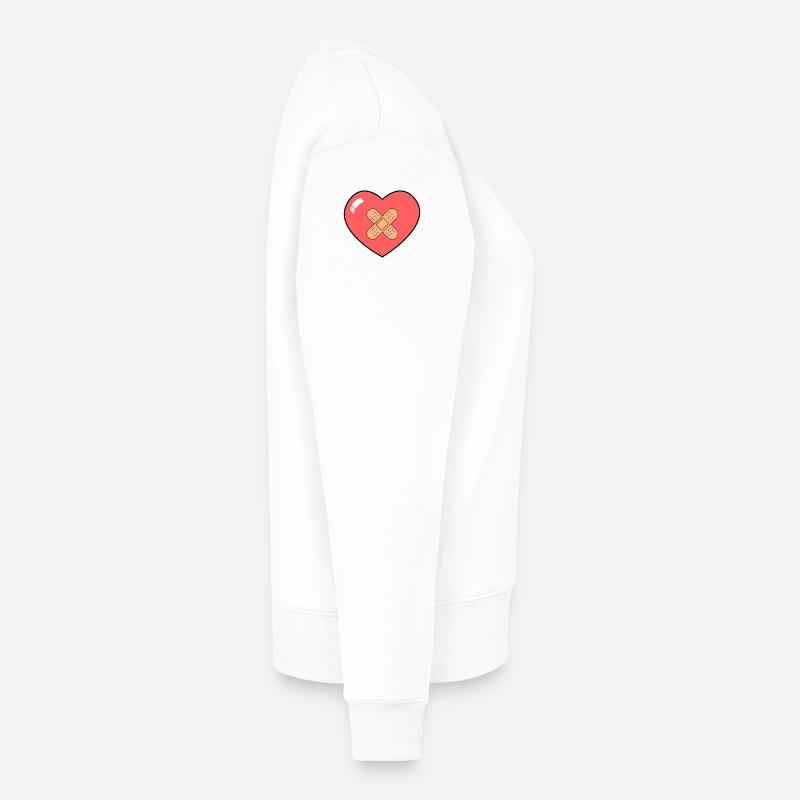 Herz mit Pflaster - Frauen Premium Bio Pullover - Weiß