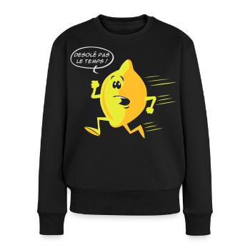 Citron pressé - Pull Premium bio Femme - noir - Devant - Julia (174cm)