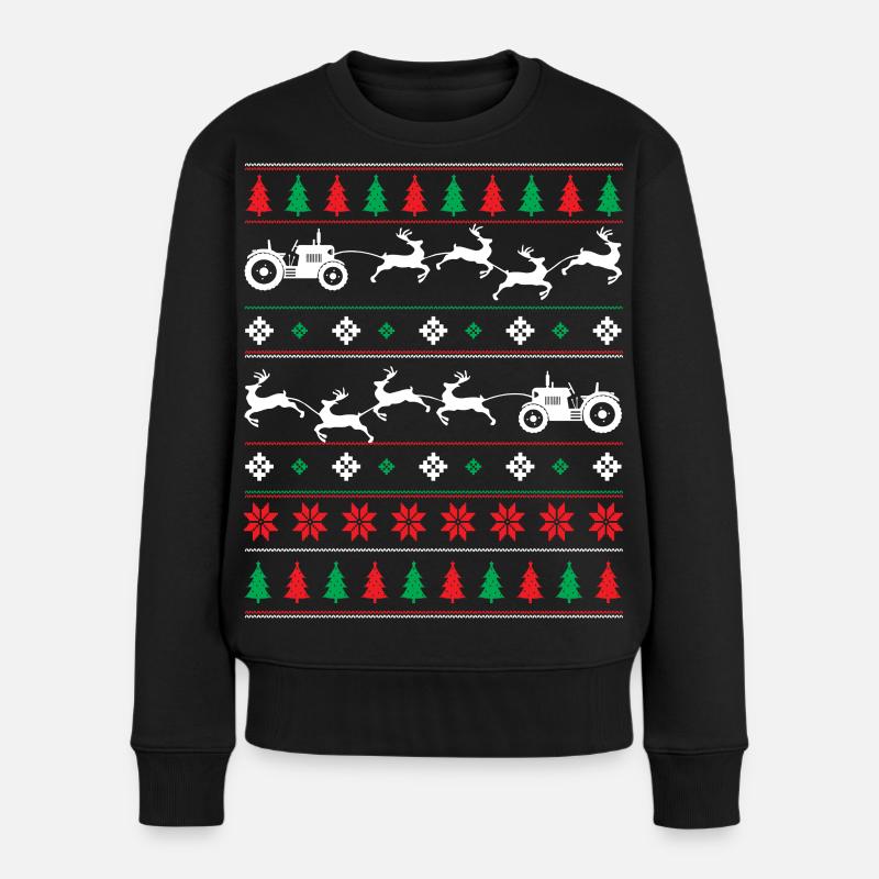 Landwirt - Ugly Christmas - Frauen Premium Bio Pullover - Schwarz