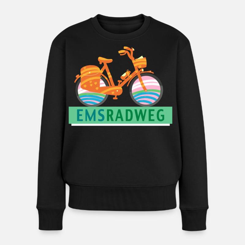 Emsradweg - Frauen Premium Bio Pullover - Schwarz