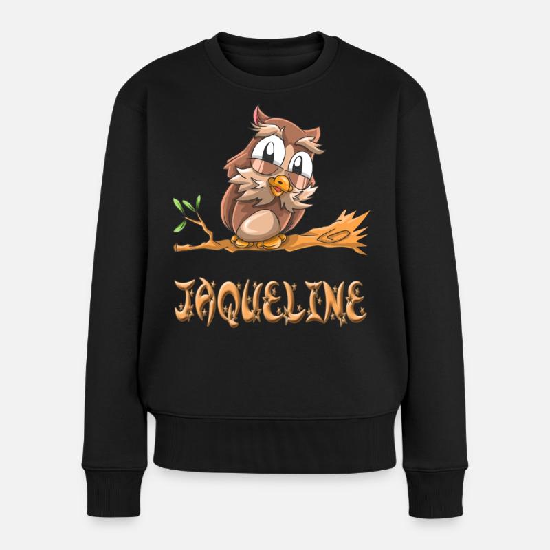 Eule Jaqueline - Frauen Premium Bio Pullover - Schwarz