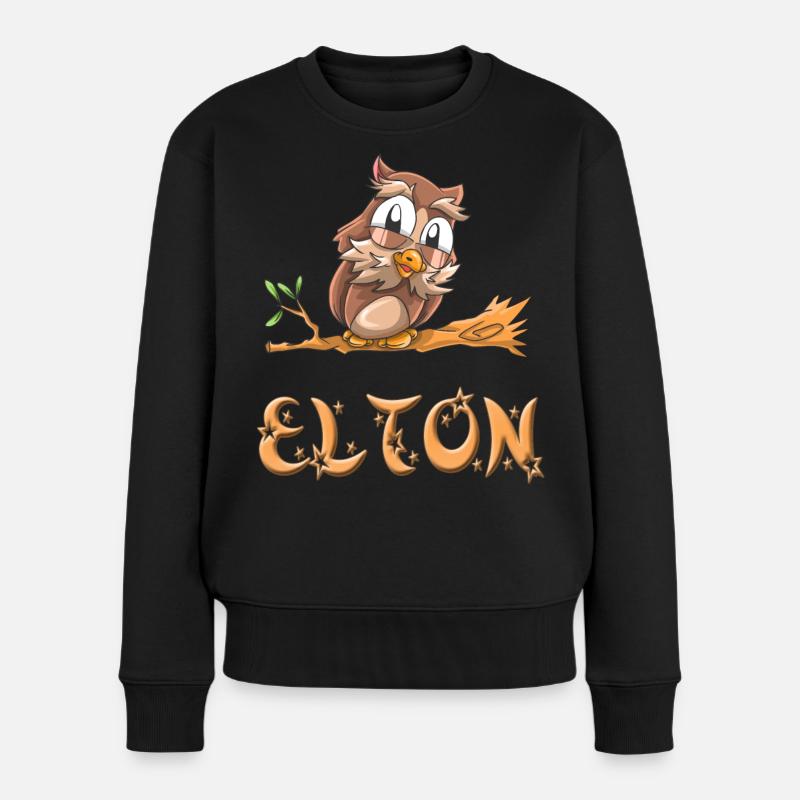 Eule Elton - Frauen Premium Bio Pullover - Schwarz