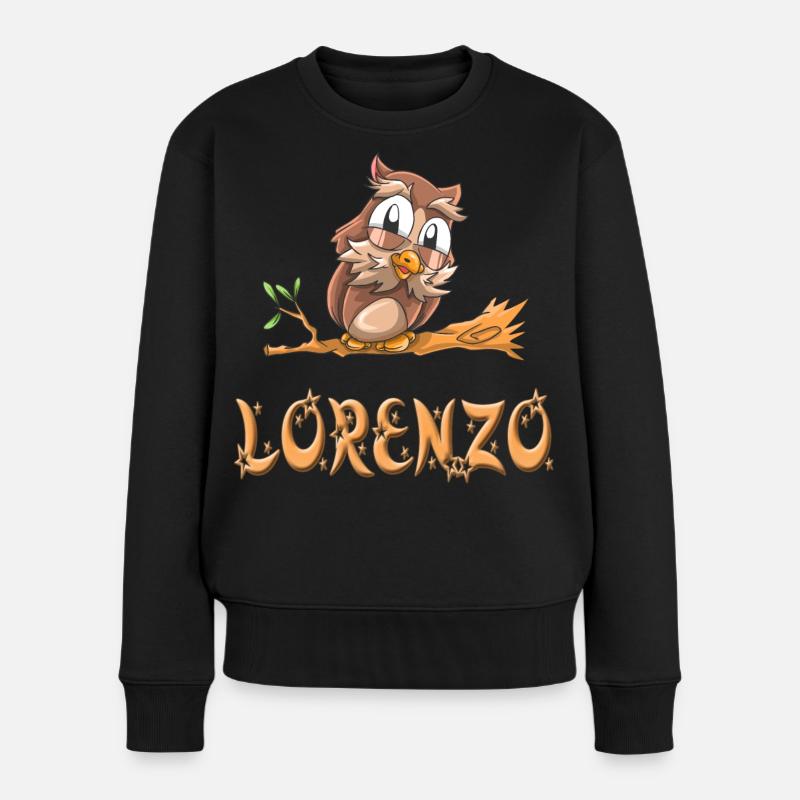 Eule Lorenzo - Frauen Premium Bio Pullover - Schwarz
