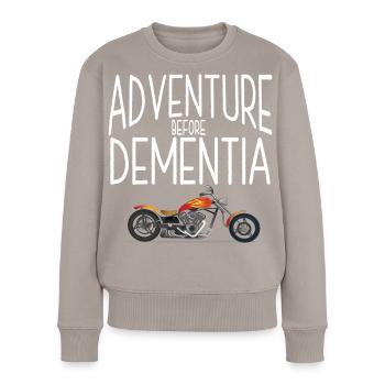 L’aventure des motocyclistes avant la démence - Pull Premium bio Femme - taupe - Devant - Julia (174cm)