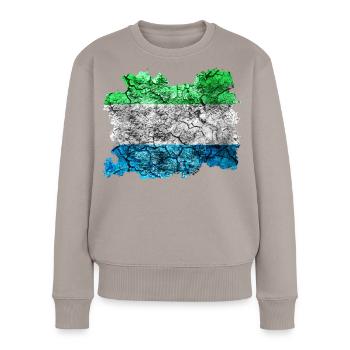 Sierra Leone Vintage Flagge - Frauen Premium Bio Pullover - Taupe - Vorne - Julia (174cm)