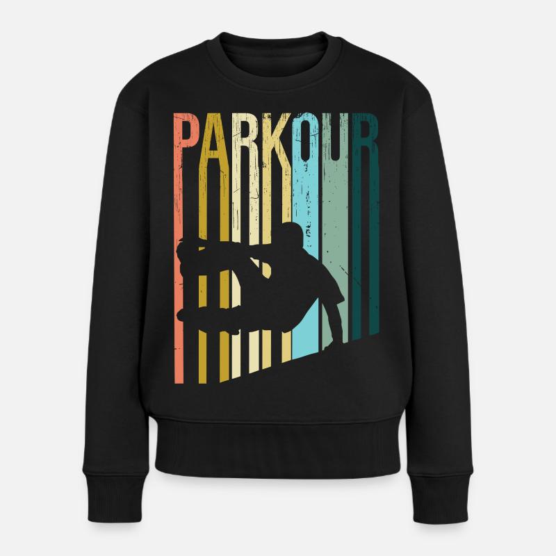 Parkour Retro - Frauen Premium Bio Pullover - Schwarz