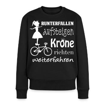 Kunstrad, Kunstradfahren, Krone richten - Frauen Premium Bio Pullover - Schwarz - Vorne - Julia (174cm)