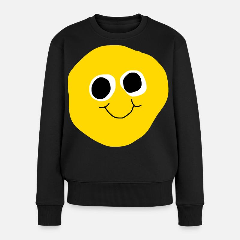 Yellow Face Smile - Frauen Premium Bio Pullover - Schwarz
