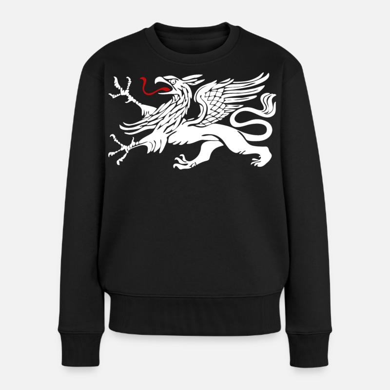 Rostocker Greif in Weiss mit roter Zunge - Frauen Premium Bio Pullover - Schwarz