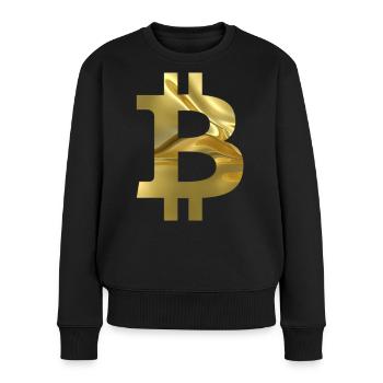 Goldenes Bitcoin-Symbol Design - Frauen Premium Bio Pullover - Schwarz - Vorne - Julia (174cm)