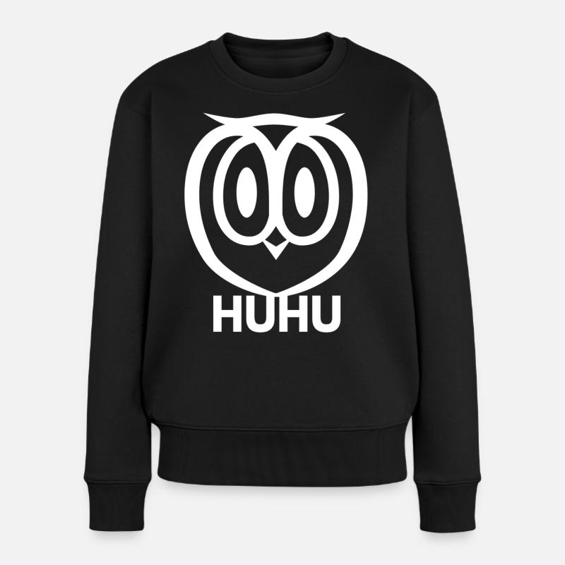 HuHu Eule - Frauen Premium Bio Pullover - Schwarz