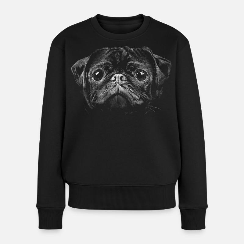 Mops - Frauen Premium Bio Pullover - Schwarz
