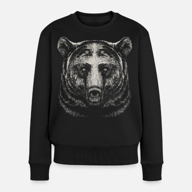 Bär - Frauen Premium Bio Pullover - Schwarz